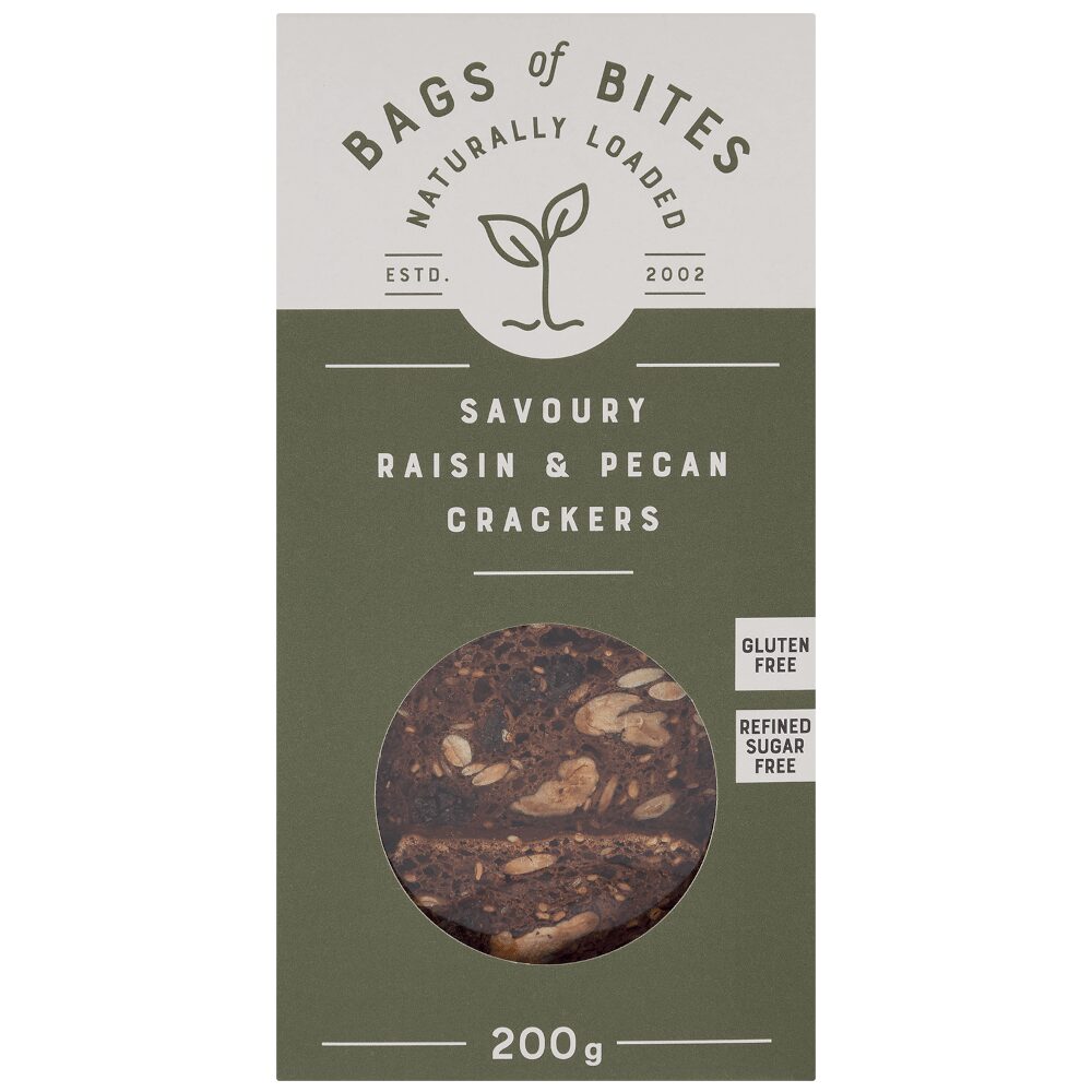 Bags of Bites Raisin and Pecan Crackers