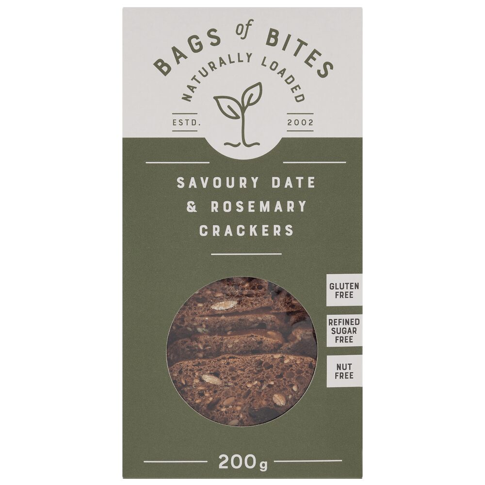 Bags of Bites Savoury Date and Rosemary Crackers